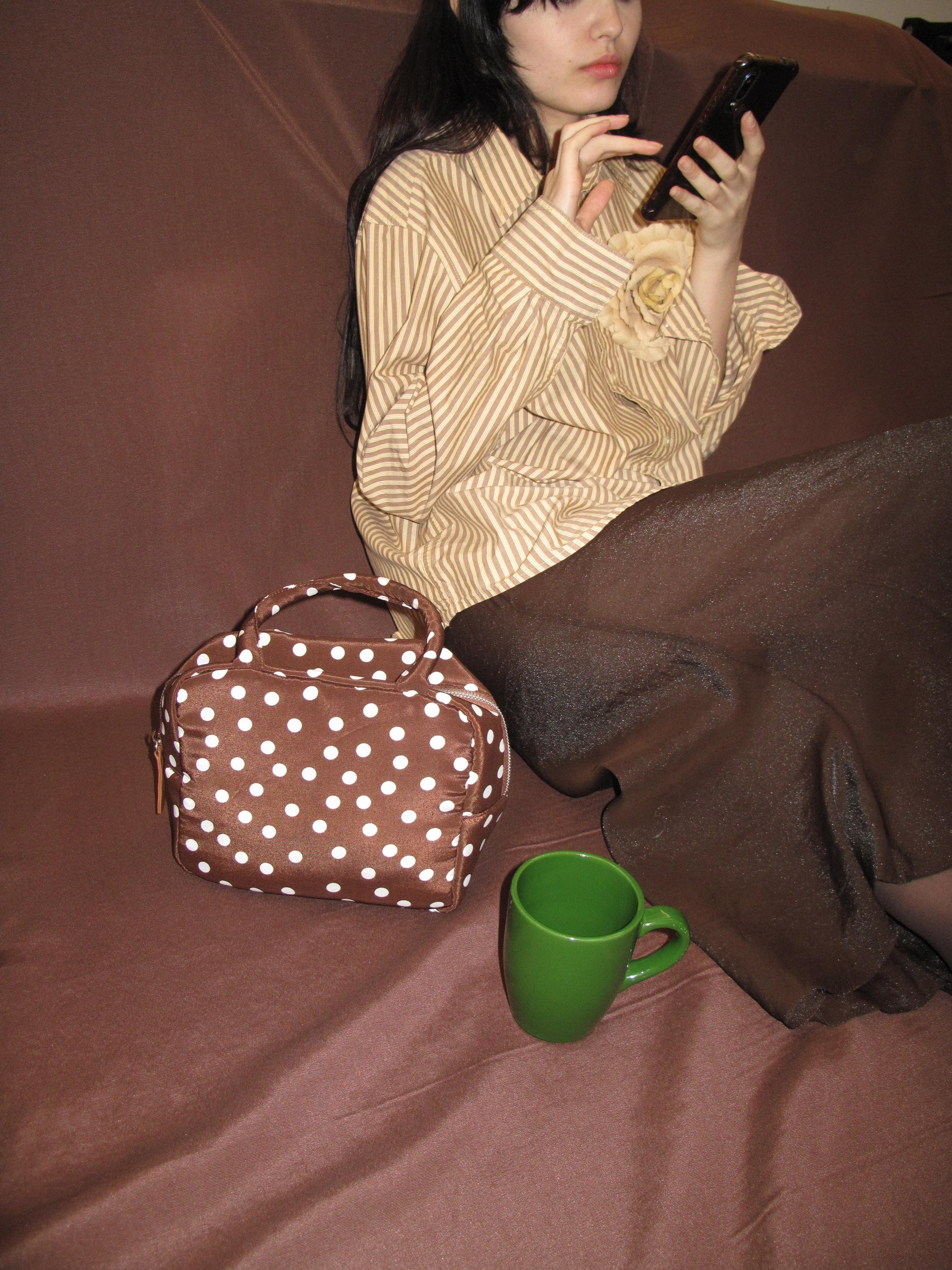 Cartera Lunares Chica Marrón
