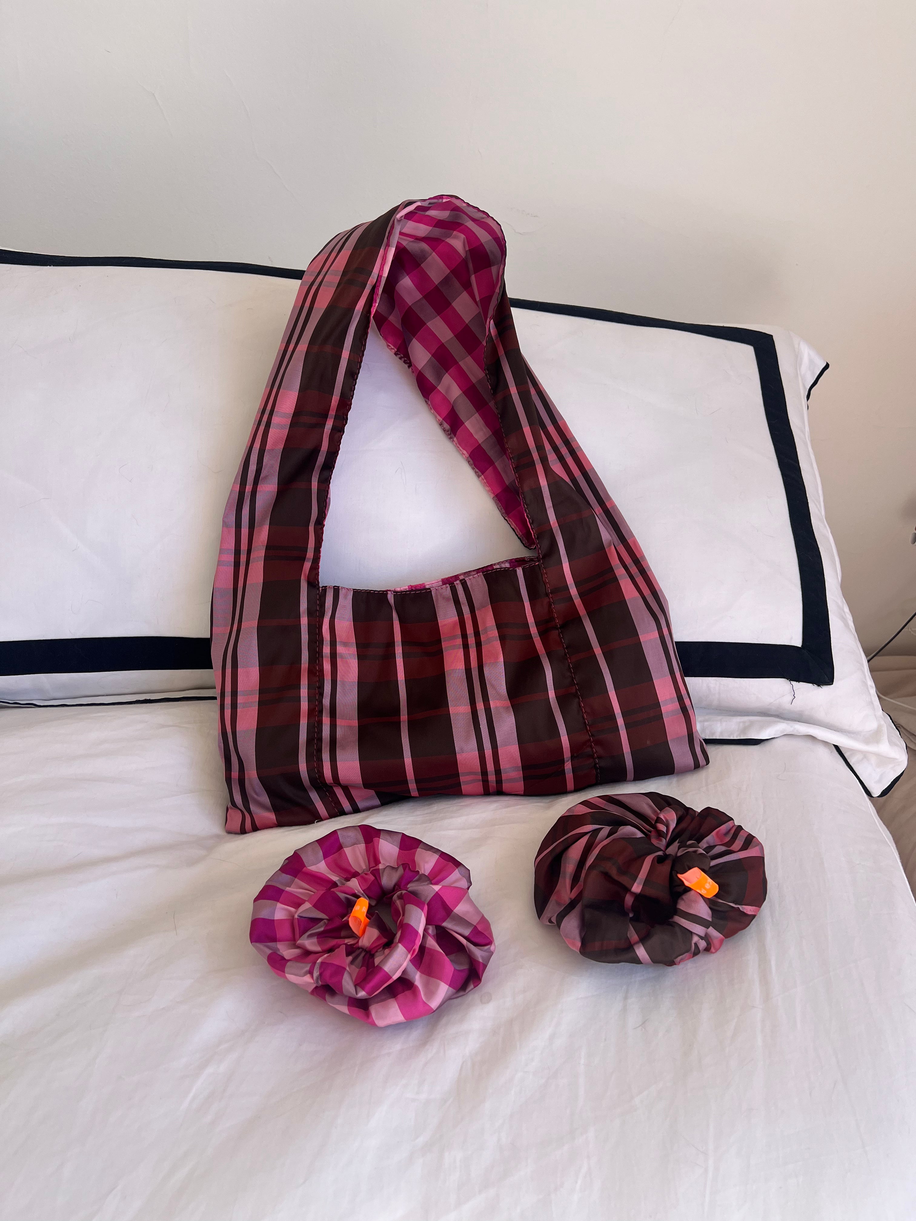 Cartera Combinada Rosa y Marrón