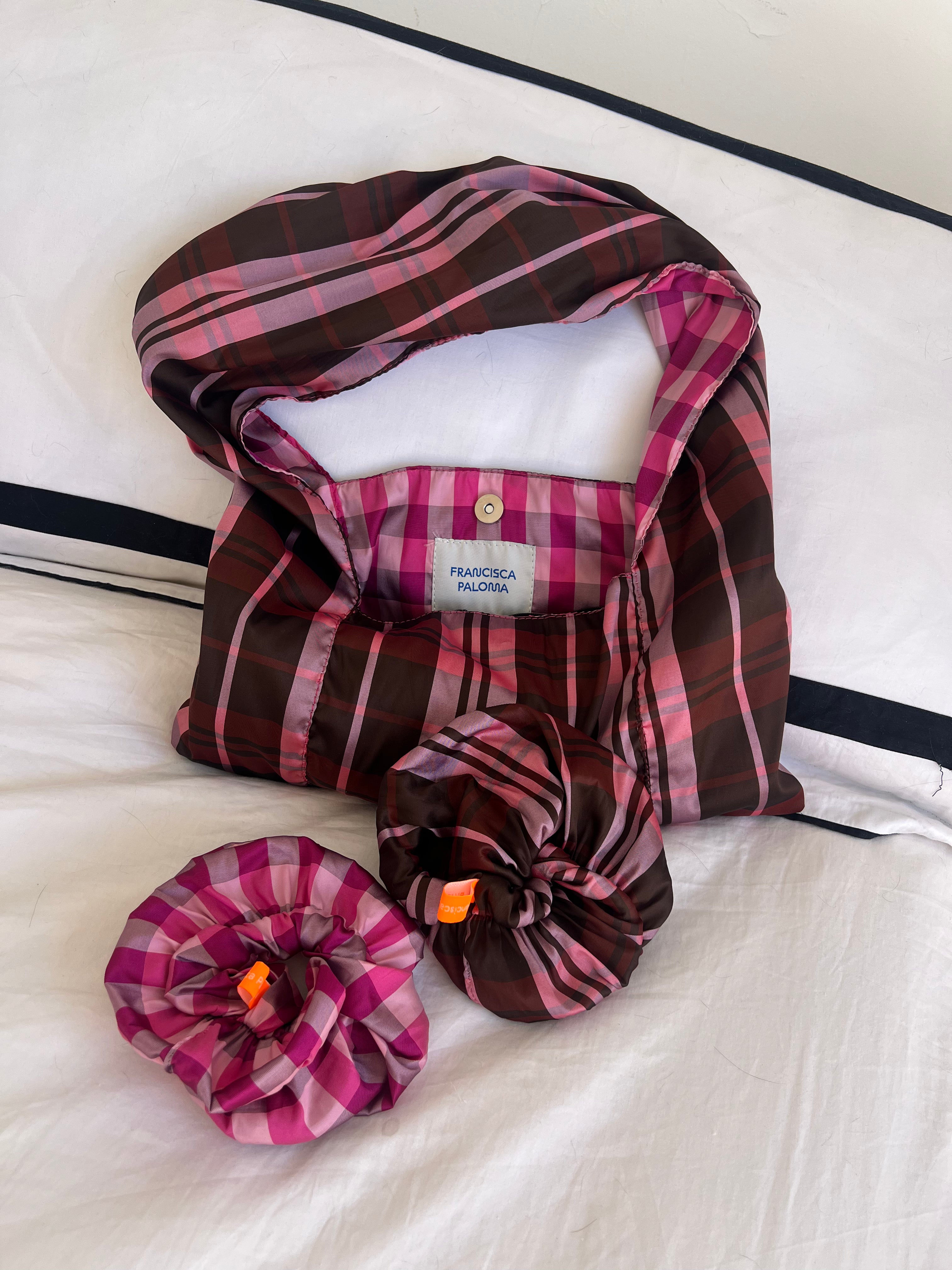 Cartera Combinada Rosa y Marrón