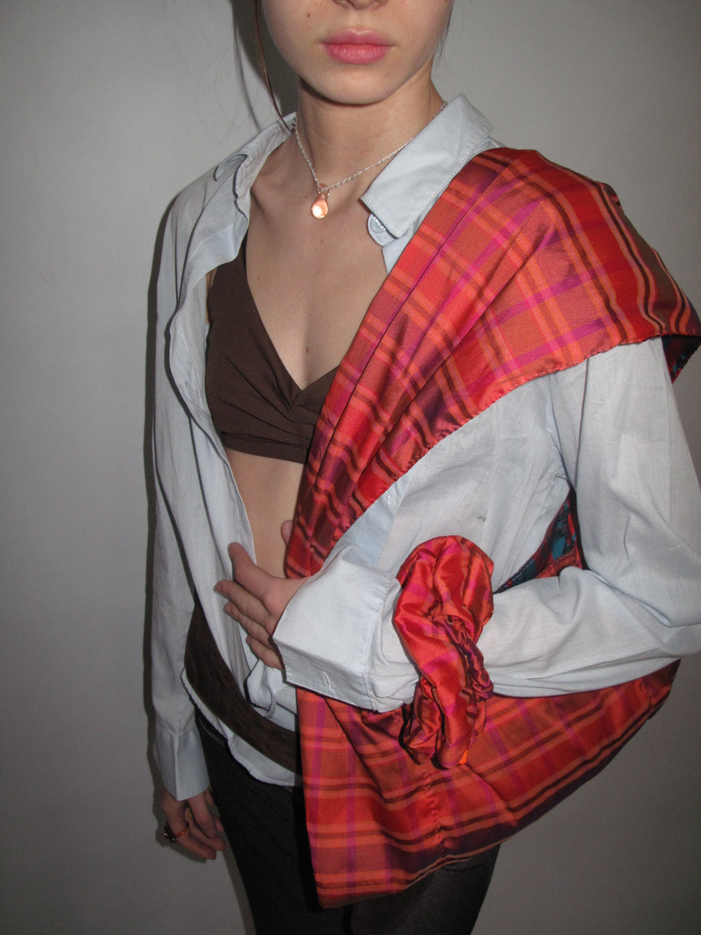 Cartera Combinada Naranja y Turquesa