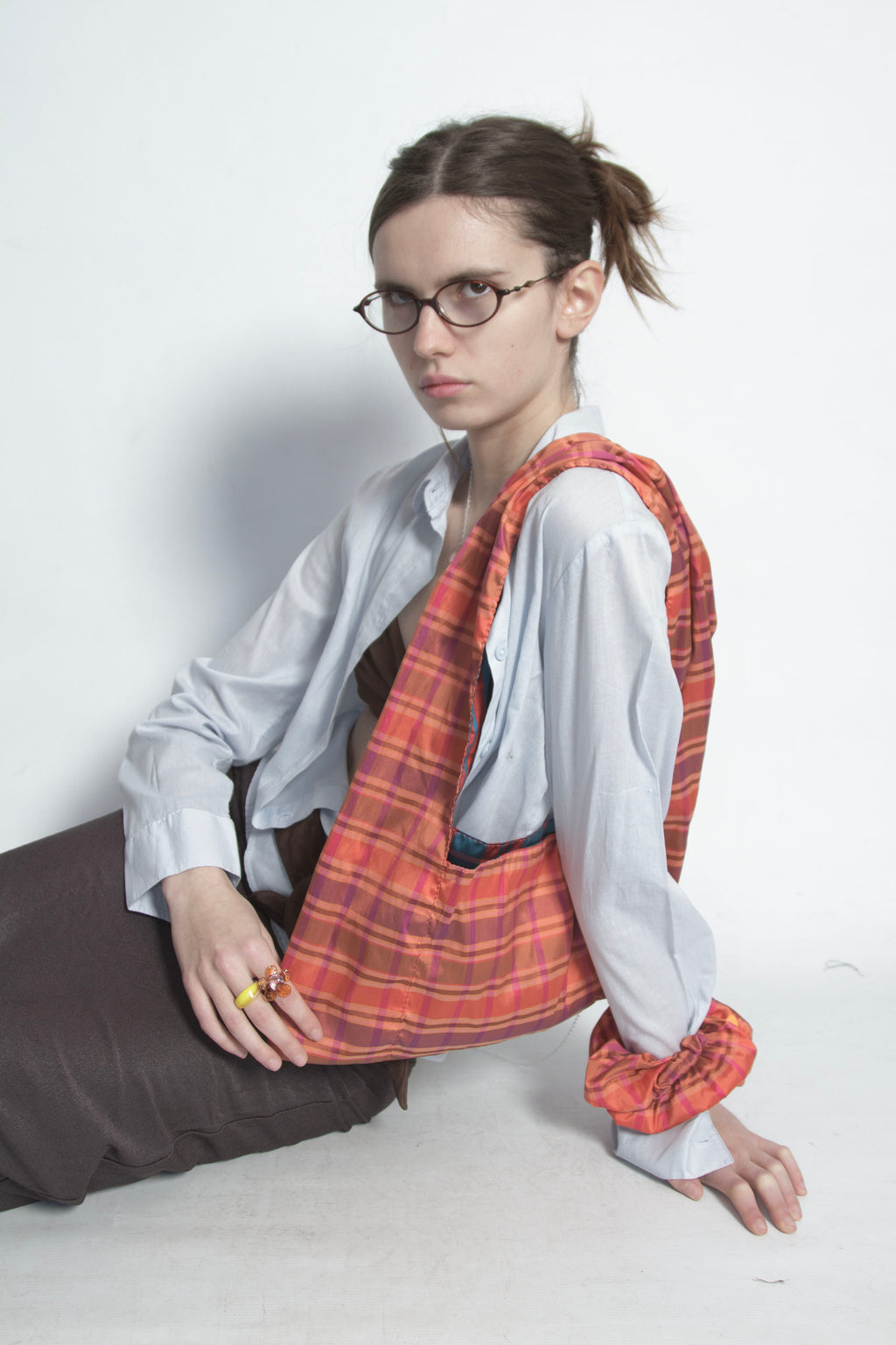 Cartera Combinada Naranja y Turquesa