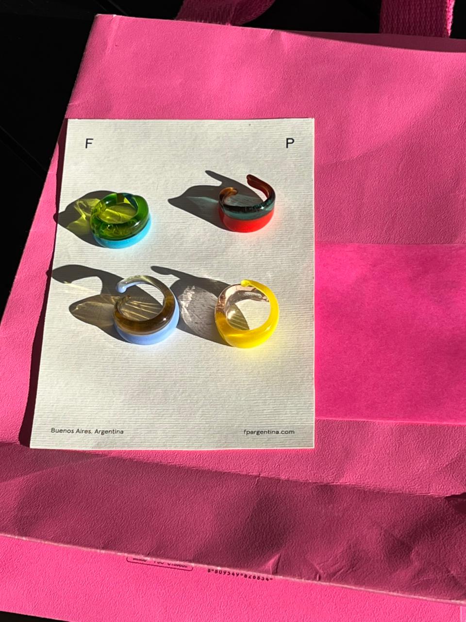 Anillo Caramelo Verde y Turquesa