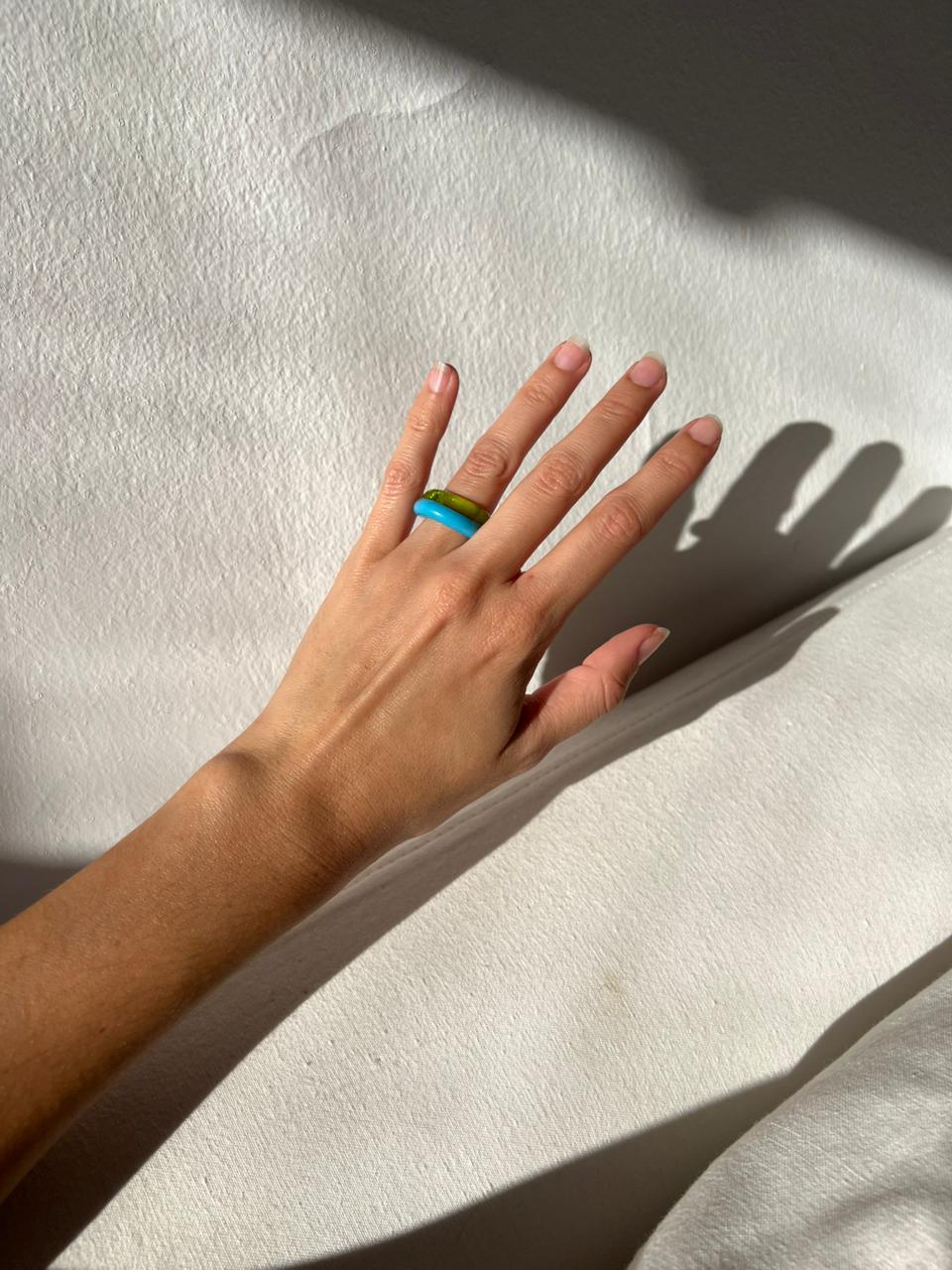 Anillo Caramelo Verde y Turquesa