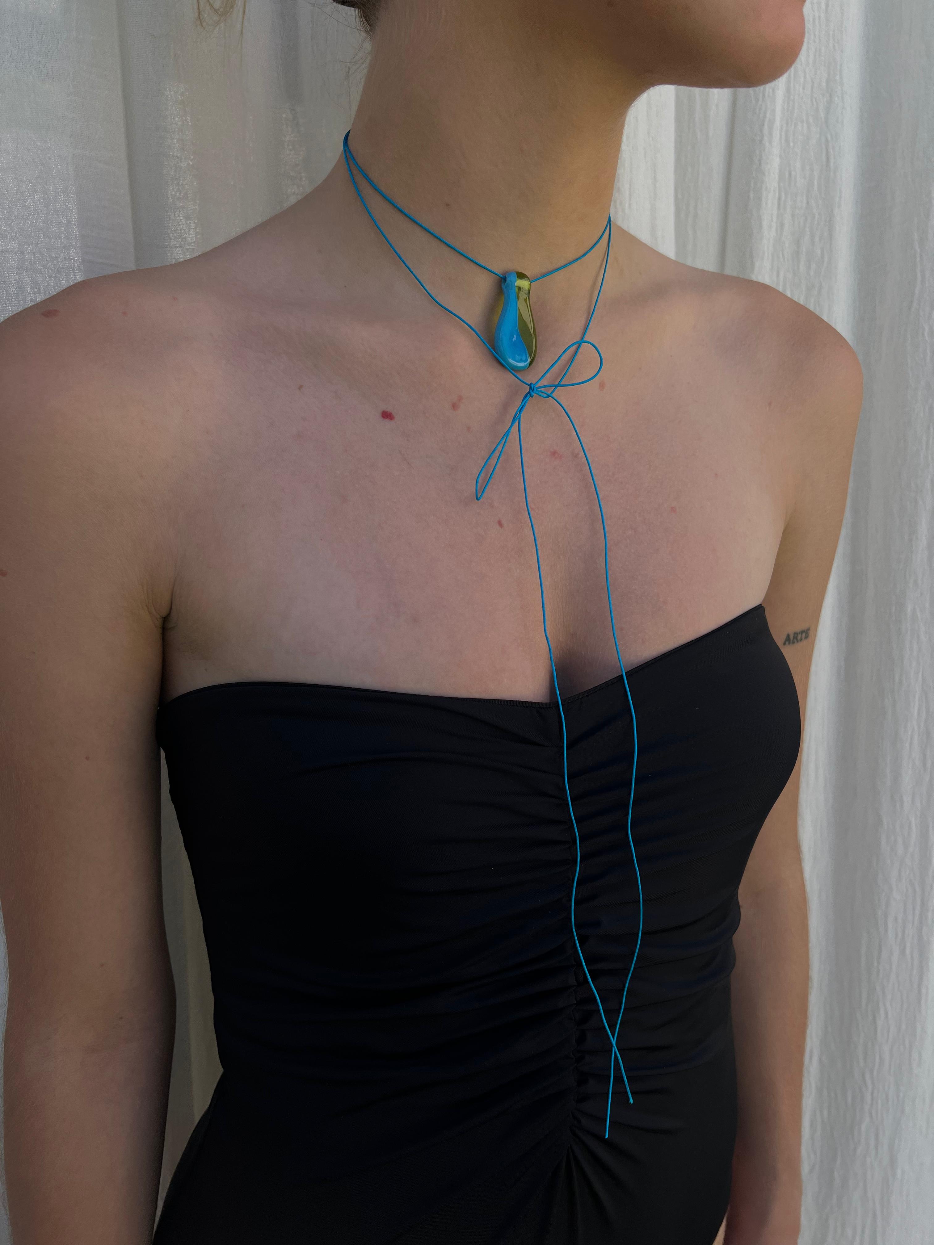 Collar Caramelo Azul y Verde