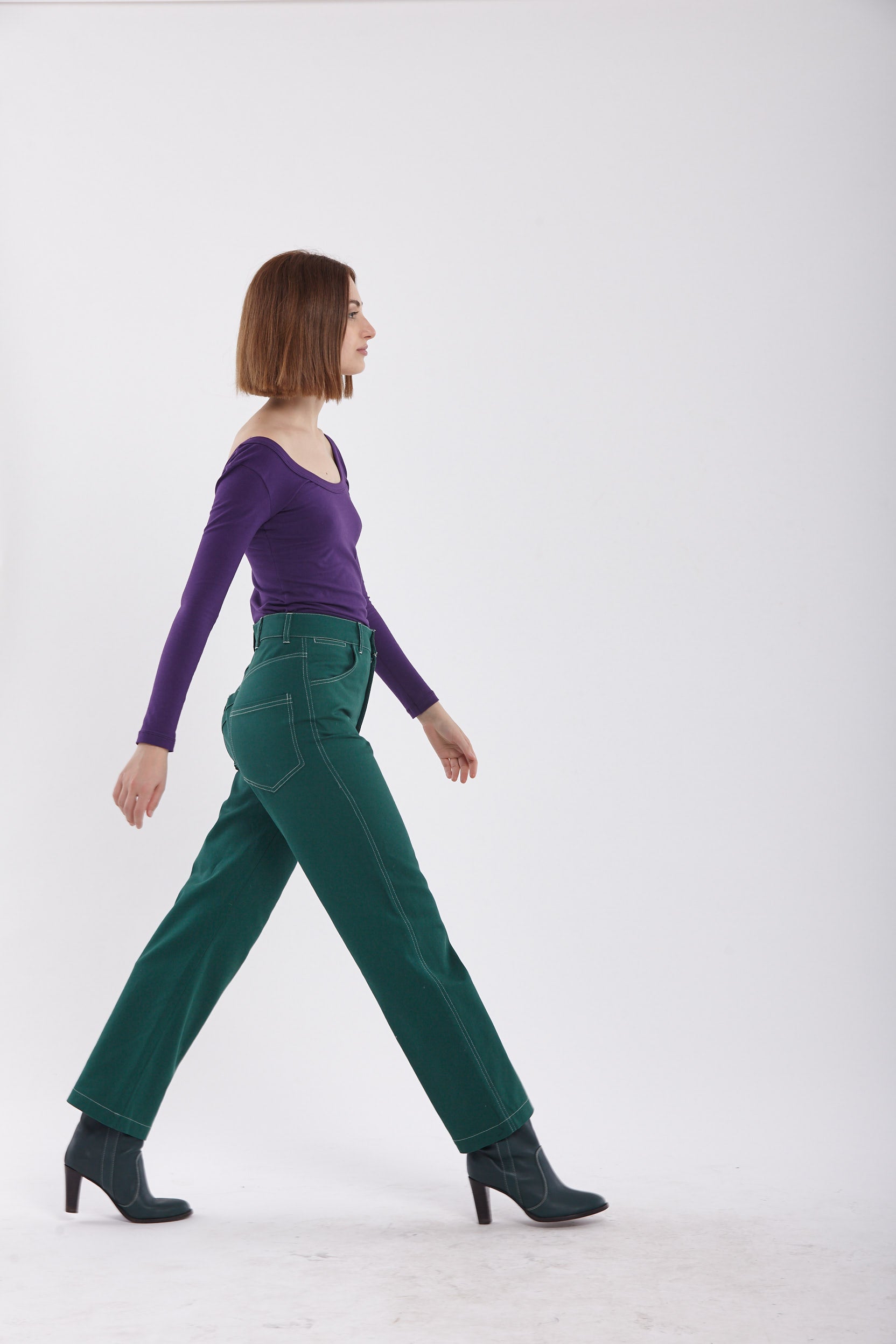 Pantalón Pespuntes Verde
