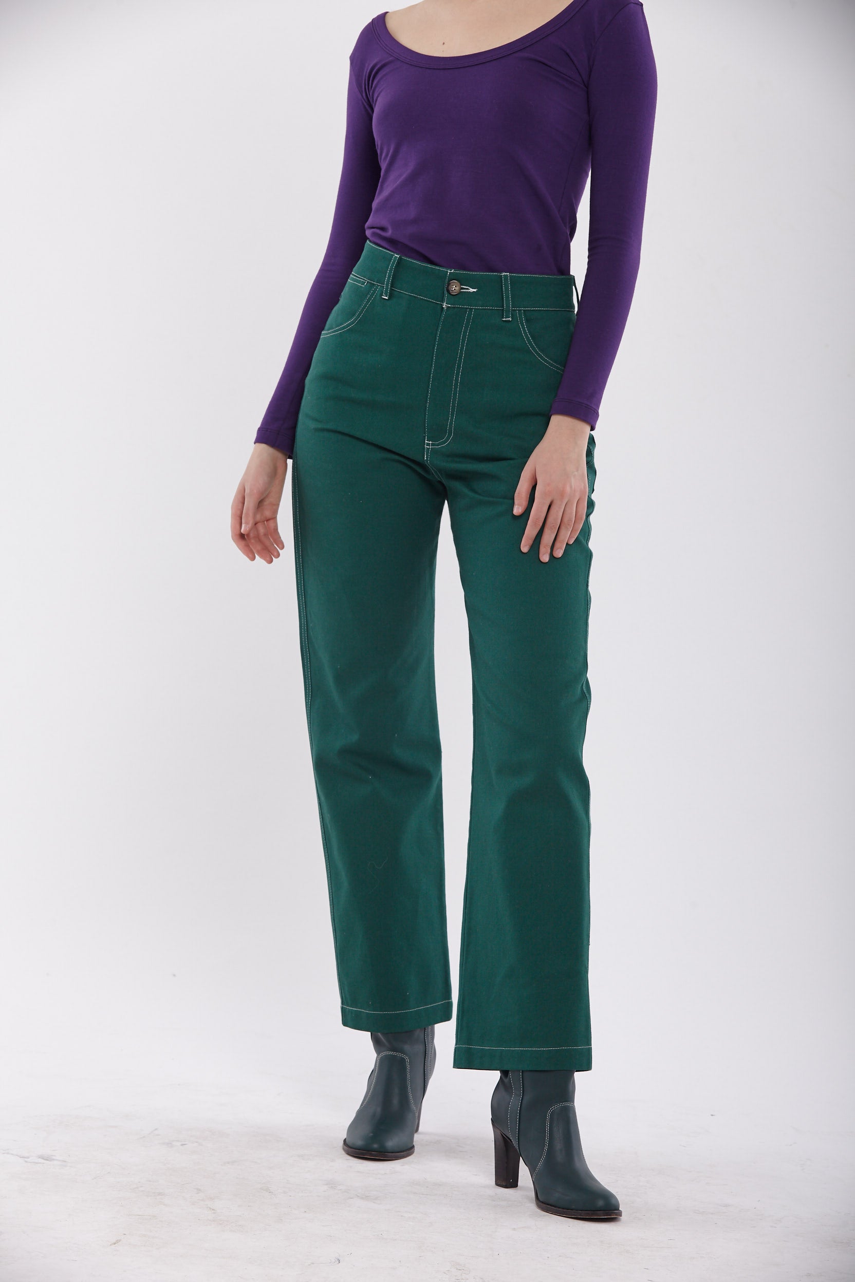 Pantalón Pespuntes Verde