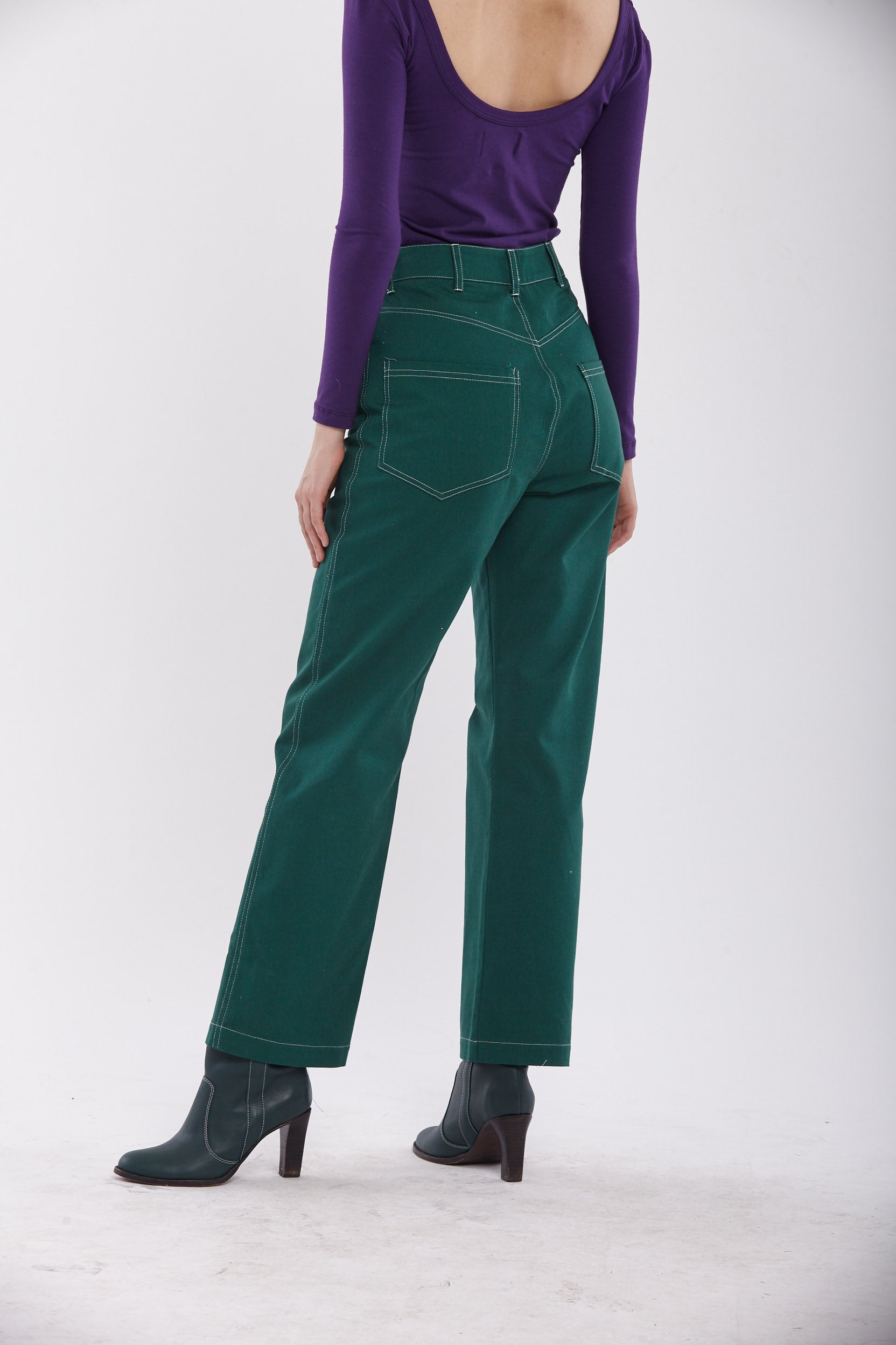 Pantalón Pespuntes Verde