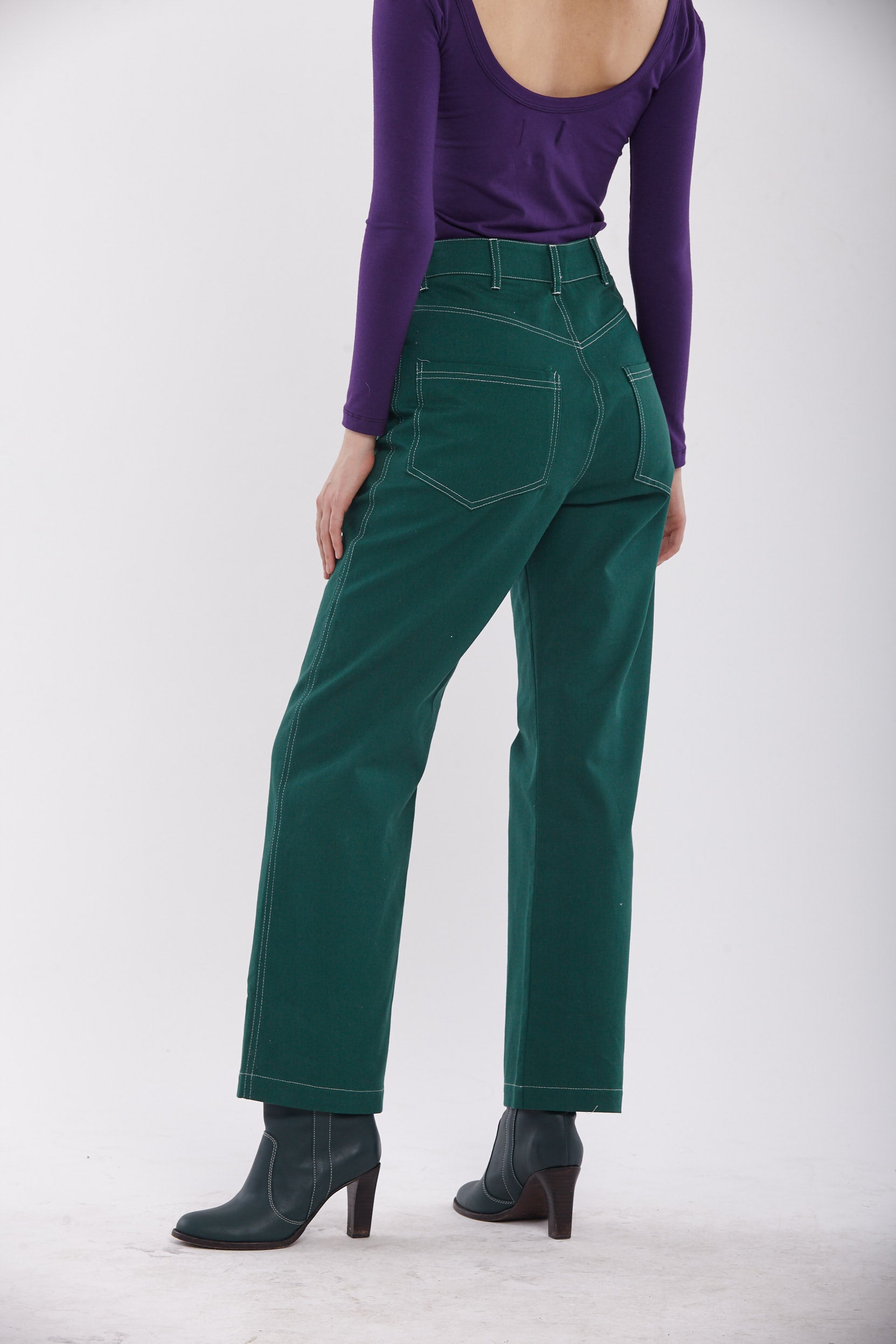 Pantalón Pespuntes Verde